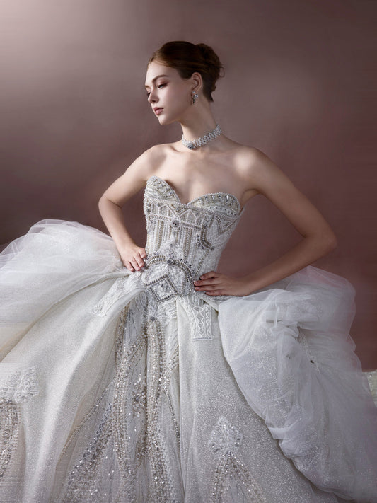 Luxury KNIGHTLY bridal gown featuring handcrafted details and premium fabrics for the modern bride