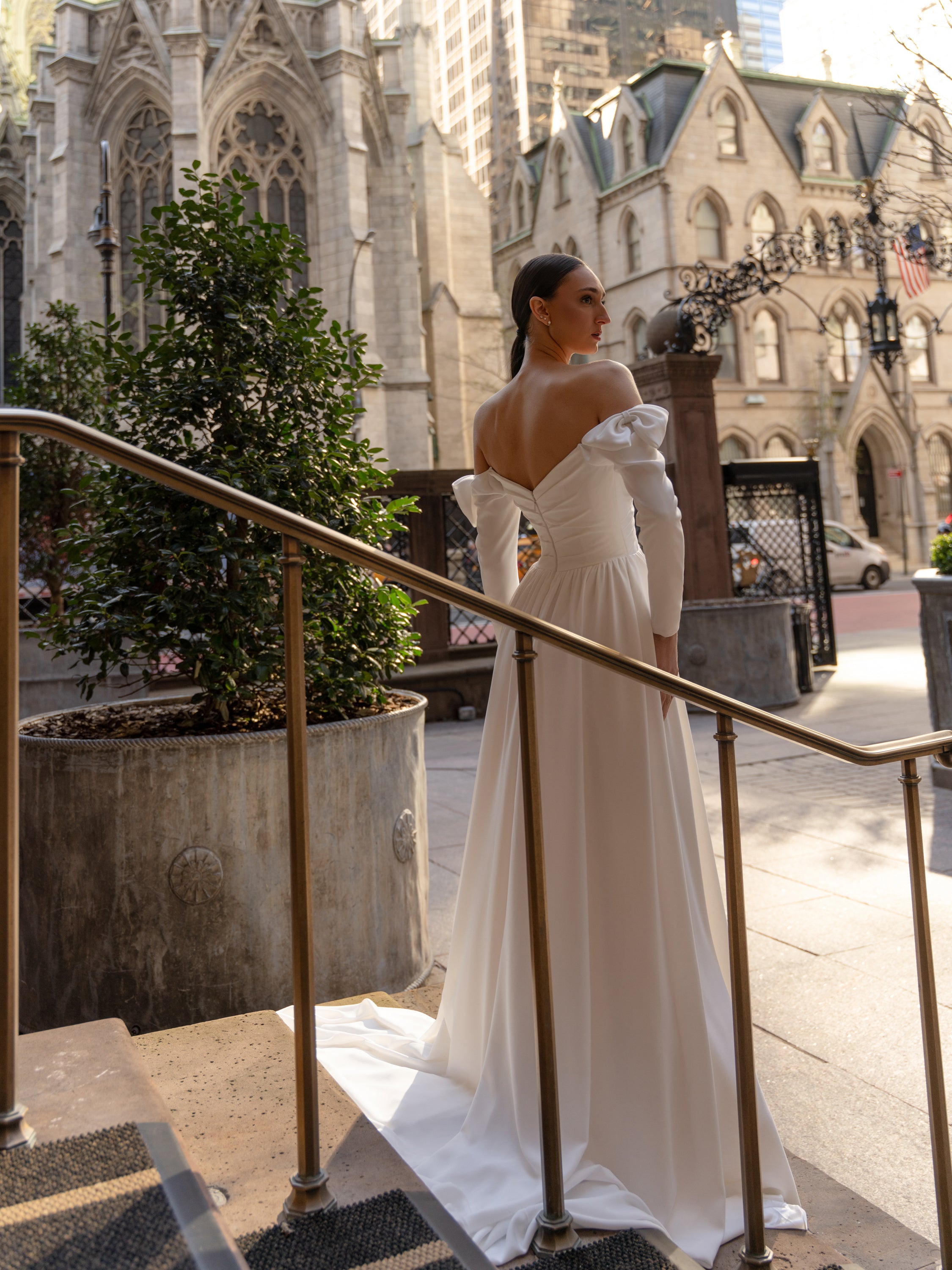 matte satin wedding dress Azazie Sanya